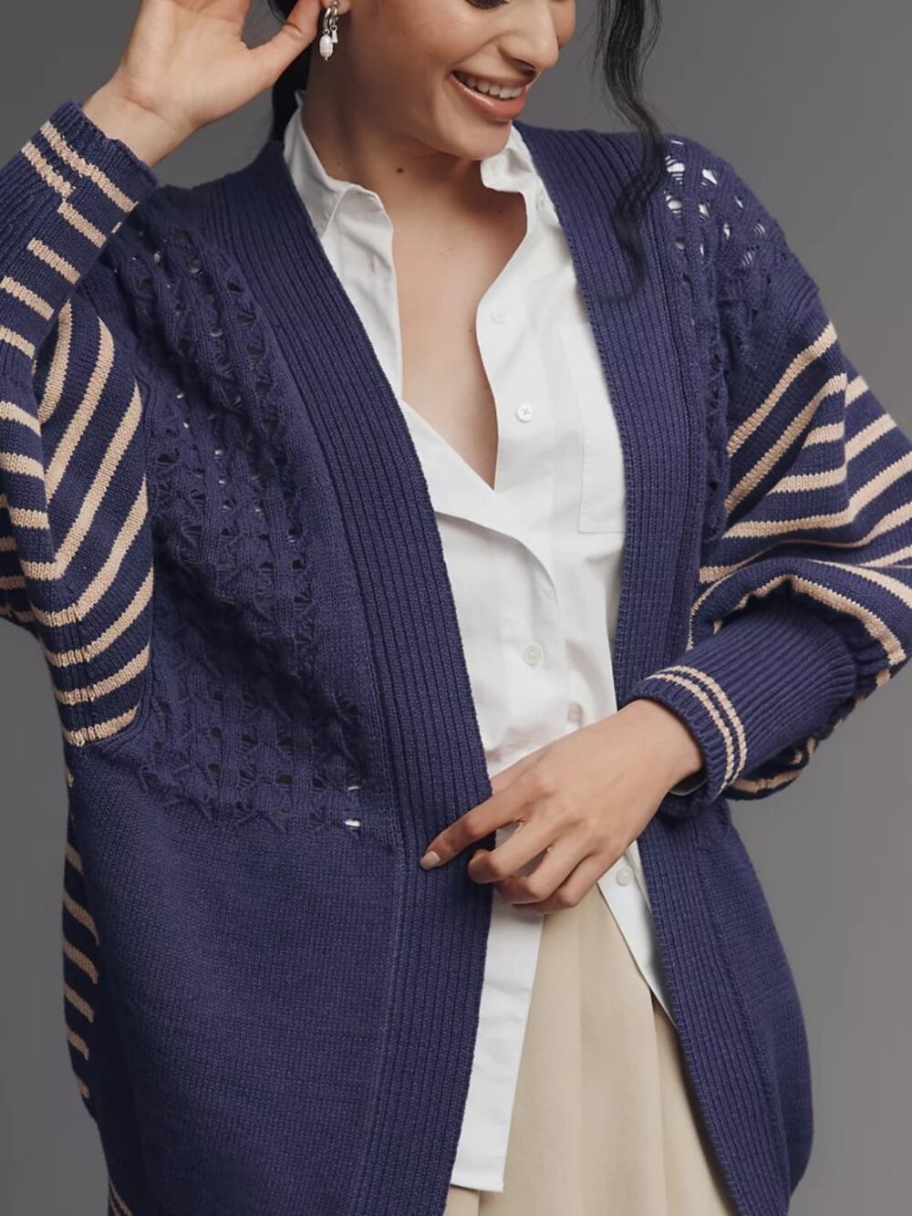 Maeve V-Neck Oversized Open-Front Cardigan Sweater